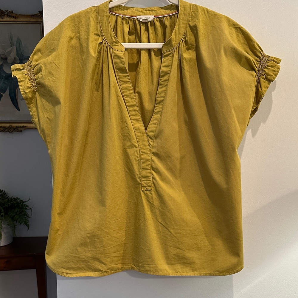 Pilcro The Tatum Flutter-Sleeve Blouse in Moss